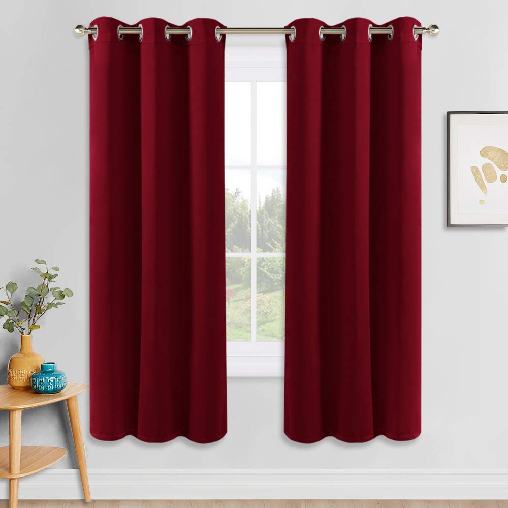 PONY DANCE Blackout Christmas Curtains - 84 Inch Drop Thermal Curtains & Drapes Eyelet for Bedroom Living Room, 2 Panels, W 42 x L 84, Red — image 1