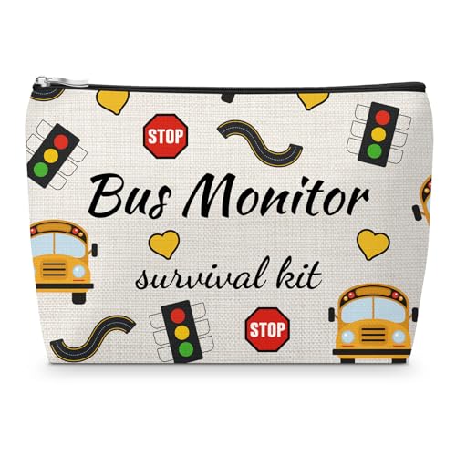 Sfodiary Bus Monitor Gifts Makeup for Women Driver Gift End Of Year Appreciation Bus Attendant Monitor Gift Cosmetic Bag Thank You School Buses Supervisor Traffic Warden Christmas Birthday Gifts