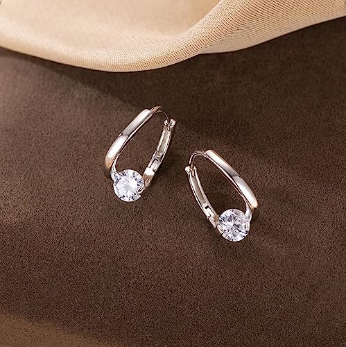 SLUYNZ Solid 925 Sterling Silver Shiny CZ Hoop Earrings for Women Teens 1.6CM Hoop Earrings Unique Oval Hoop Earrings Huggie4