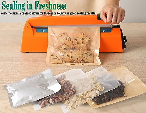 Impulse Heat Sealer 12 inch Impulse Bag Sealer Poly Bag Sealing Machine Heat Sealing Machine with Replacement Kit for Plastic Bags PE PP Bags(Orange） - Thumbnail 2