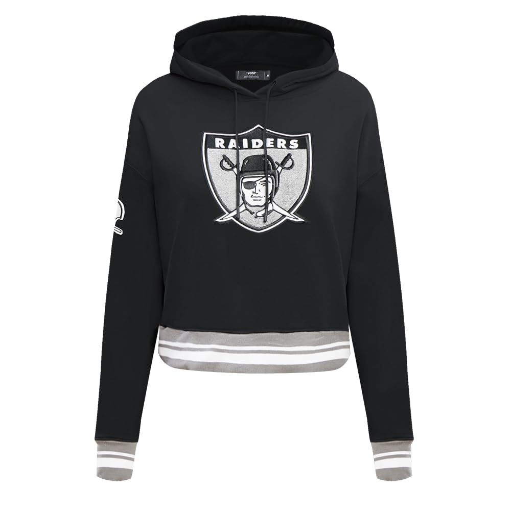 Pro Standard Womens NFL Las Vegas Raiders Retro Classics Cropped Pullover Hoodie Black/Gray Xl