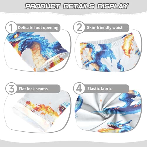 Girls Leggings Pixel Dragon Breathing Fire Toddler Girls Clothes Leggings for Girls Toddler Girls Leggings 3-4T3