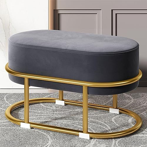 Banc de rangement moderne en velours gris foncé assise rembourrée entrée