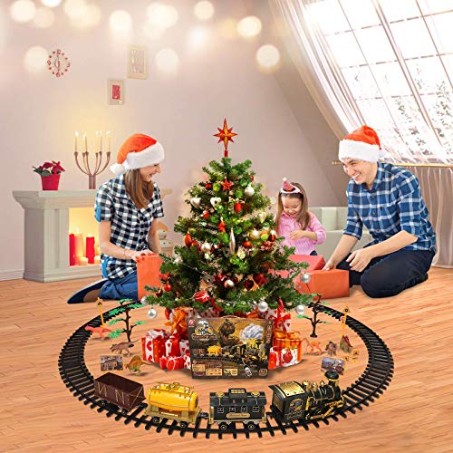 Chylldem 2020 New Electric Train Set with Remote Control, Smoke, LED Lights, Sound, Christmas Train Toy for Boys & Girls, Dinosaur Train Tracks Set, Dinosaur Toy, Gifts for Kids & Teens, 3+ Year Old - Thumbnail 6