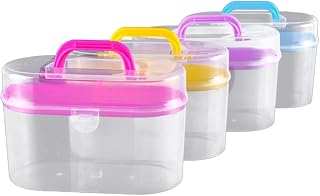 Portable Lock Box Storage Boxes with Lids Clear Plastic Containers Handle Latch Box Sewing Carrying Cases Multipurpose Handled Organizer Plastic Storage Box Sewing Supplies Travel