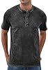 NITAGUT Men's Distressed Henley Shirts Vintage Short Sleeve T-Shirts Washed Cotton Casual V-Neck Button Tee Shirts,Black,XL #1