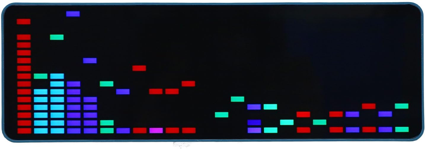 LED Music Spectrum Display, Pickup Ambient Light Atmospheric Rhythm Light Module, 20 Dynamic and 7 Color Effects, 1624 Segment RGB Rhythm Light Level Voice Sensor with Clock