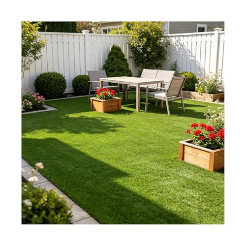 Césped artificial personalizable con orificios de drenaje para patio trasero exterior 2