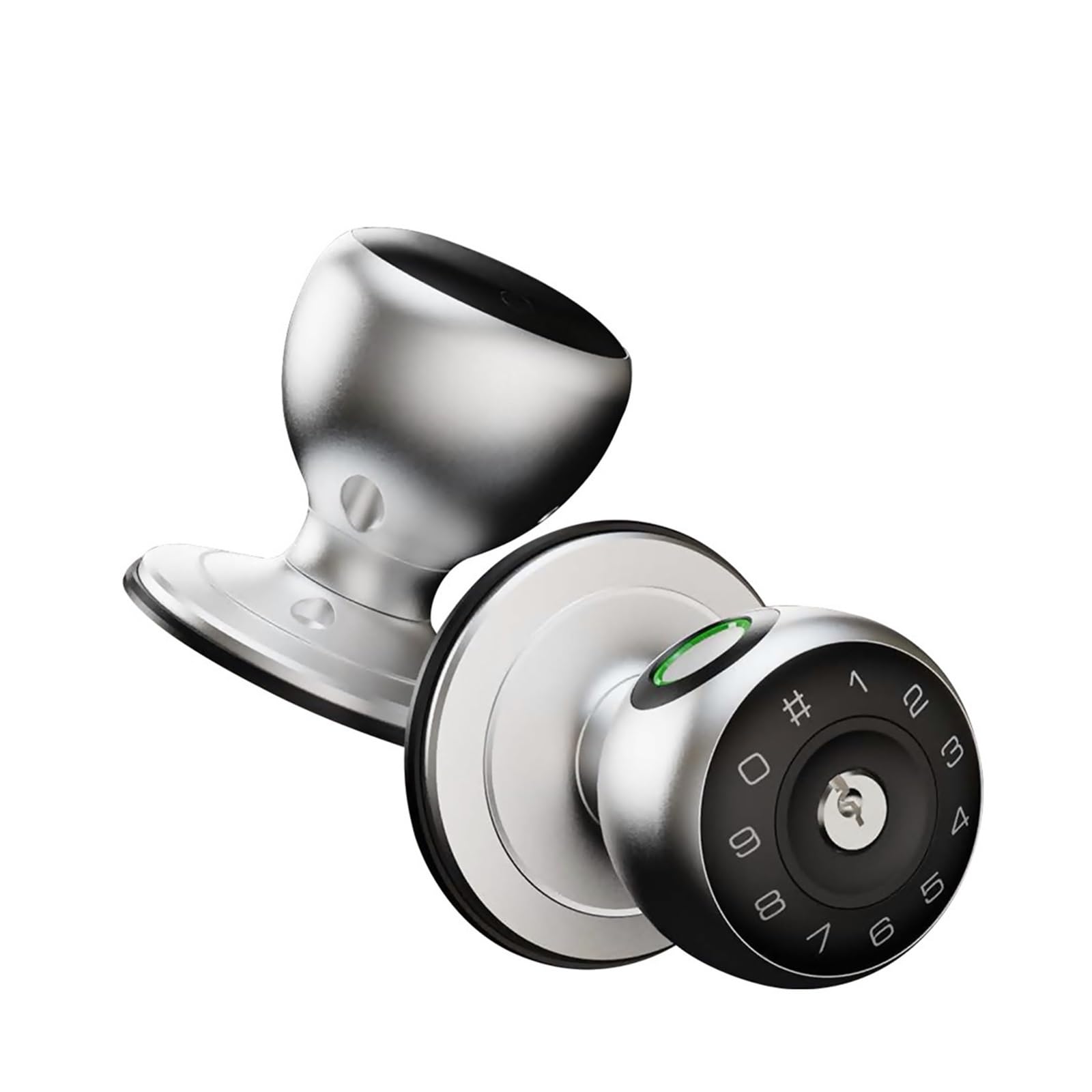 JVDDI Smart Door Handle, Smart Lock D260 Fingerprint Door Knob with Keypad App Control Biometric for Front(Silver)