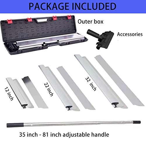 Bxgtech Drywall Tools Skimming Blade With Extension Handle - 12", 22" & 32" Blades  Extruded Aluminum 301 Stainless Steel Construction Tools End Caps, Wall-Board With 0.5Mm&0.35Mm Thickness #TOP1