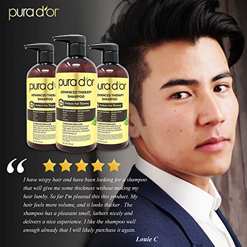 Pura D'or Advanced Therapy Shampoo (16Oz) Reduces Hair Thinning & Increases Volume, No Sulfate, Biotin Shampoo Infused With Argan Oil, Aloe Vera For All Hair Types, Men & Women (Packaging May Vary) #TOP5