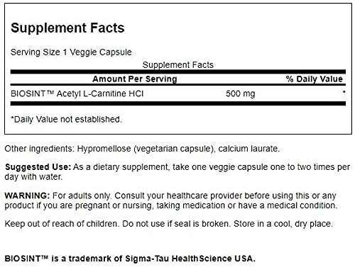 Swanson Amino Acid Acetyl L-Carnitine Hcl 500 Milligrams 120 Veg Capsules (2 Pack) #TOP1