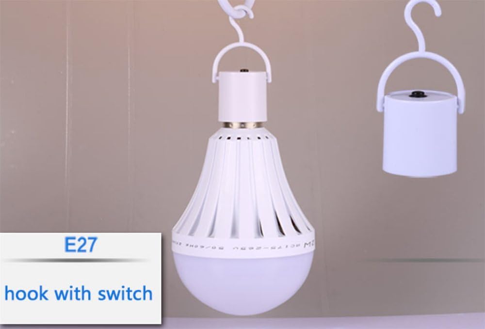 9W Rechargeable LED Bulbs with Battery Backup - Emergency Light Bulb, E27/E26 Base, 60W Equivalent Brightness, Intelligent Power Outage Lighting with Hook, 4-Pack