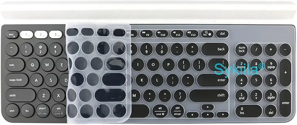 SA COMP - Keyboard Cover for Logitechs K780 Wireless Bluetooth Transparent Clear Black Film Silicone TPU Protector Skin Case Slim (Black)