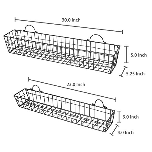 Mygift Country Rustic Wall Mounted Black Metal Wire Storage Baskets Display Racks, Set Of 2 #TOP4