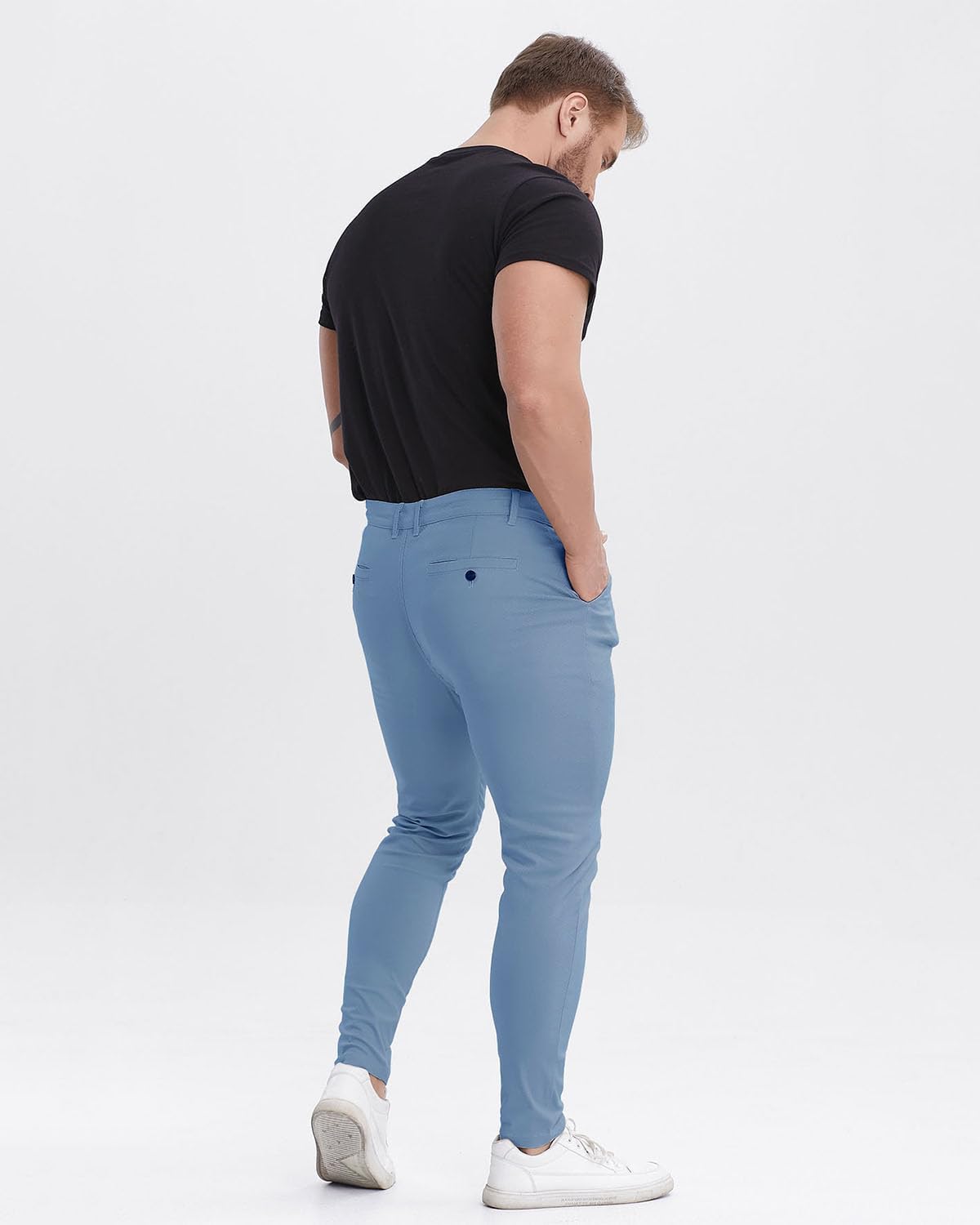 ALLELMS Mens Chinos Slim Fit Stretch Flat-Front Skinny Dress Pants