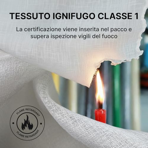 Domus&Trend - Tende Per Interni Casa B&B Uffici Scuole Ignifughe Semifiltranti 1 Pannello 150X280 Tende Camera Da Letto, Cucina, Soggiorno Moderne A Anelli, Tenda Antifiamma Leggera 100% Made In Italy - 3