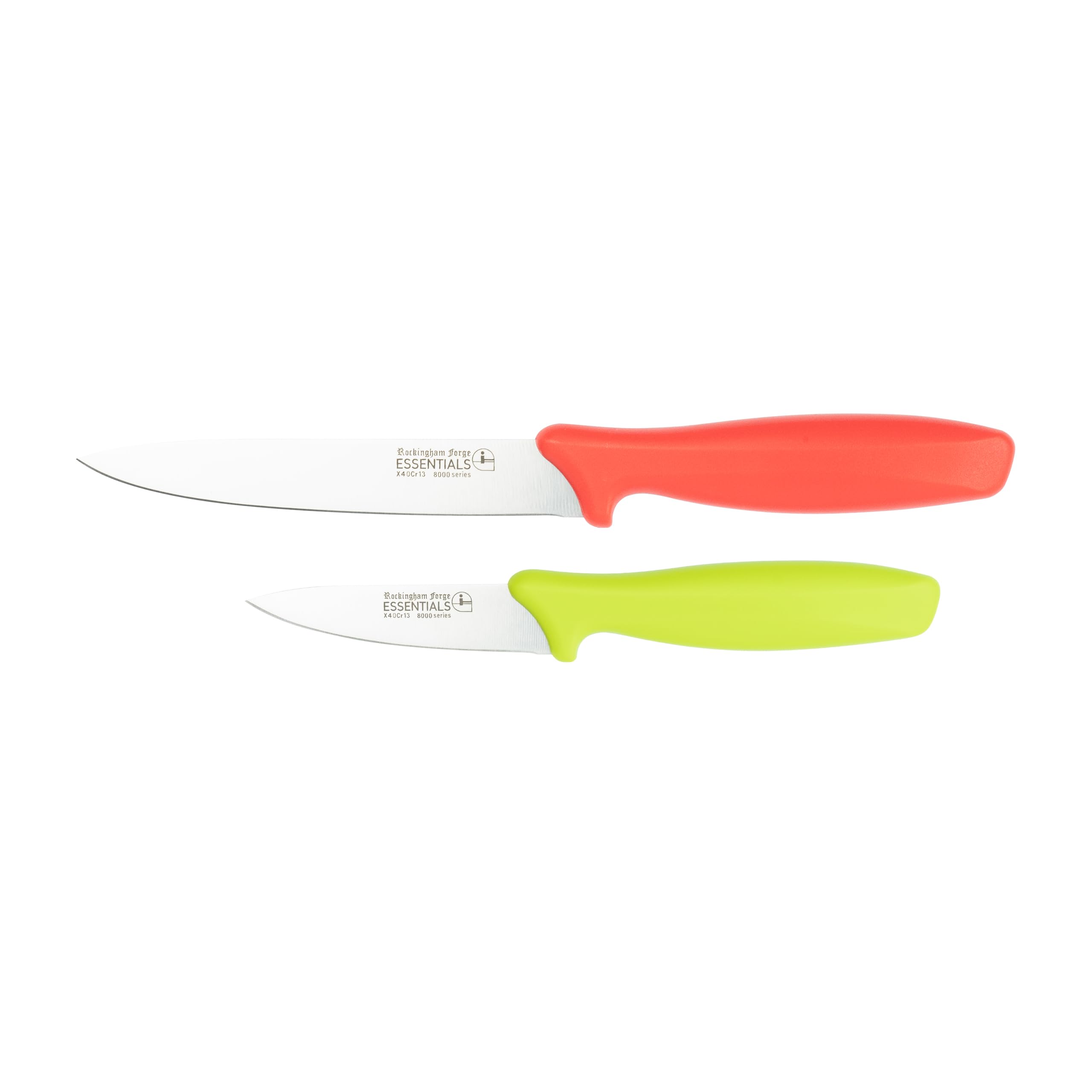 Rockingham Forge 2 Piece 8007 Essentials Range Utility Knife Set, Includes a 9cm Paring Knife & a 12cm Utility Knife, Green and Red Handles