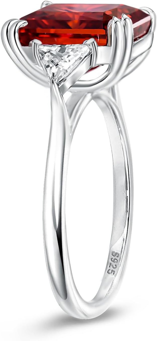 RODIFFY 4.0/5.0CT Yellow,Ruby, Blue Stone Engagement Ring for Women,3-Stone Radiant Cut S925 Silver Promise Ring