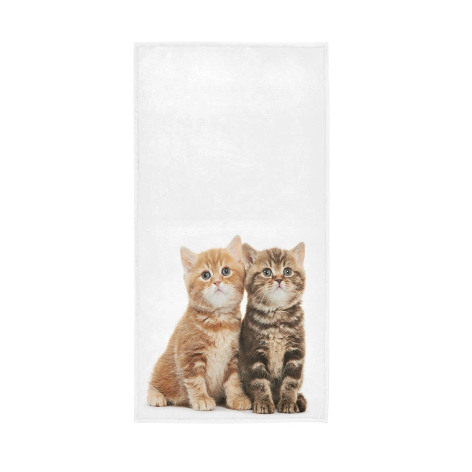 LSRCPD Hand Towels Cute Cat Print Decor Fingertip Soft Face Towel Absorbent Bathroom Kitchen Towels