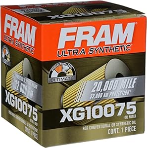 FRAM Ultra Synthetic Automotive Replacement Oil Filter, Designed for Synthetic Oil Changes Lasting up to 20k Miles, XG10075 (Pack of 1)