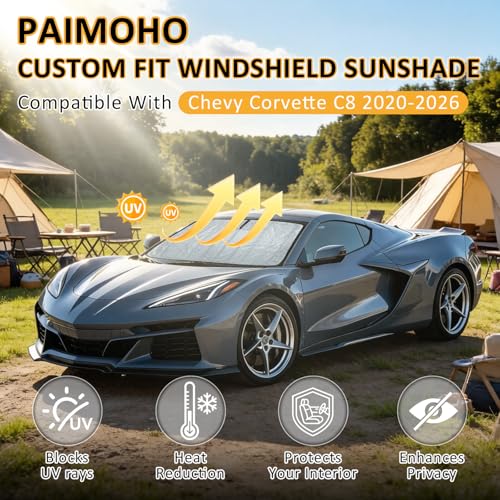 Image of Thickened Windshield Sun Shade for Chevy Corvette C8 2020-2026