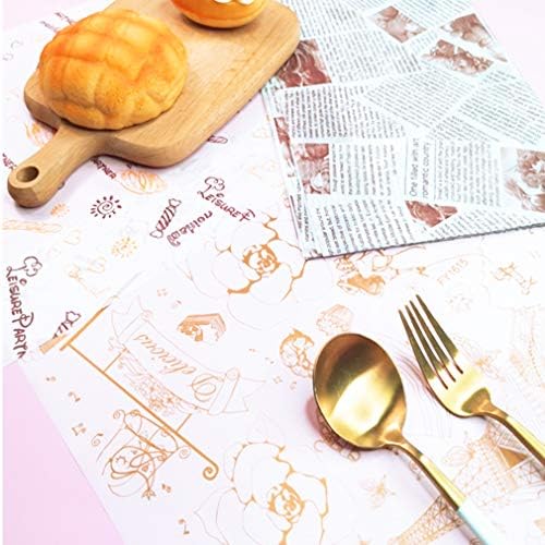 100 Sheets Food & Sandwich Paper Food Wrapping Paper Baking Deli Basket Liner Grease Proof Wrappers for Cake/Gift/Cheese Burger/Sandwich/Bread-Flower