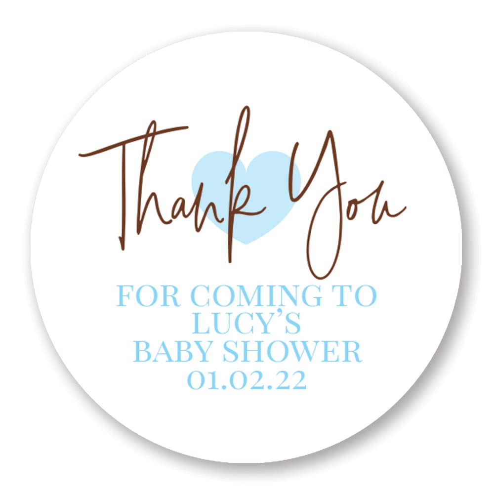 Personalised Thank You Stickers in Pink or Blue Heart for Baby Shower/Christening/Baptism (37mm (35 per Sheet), Pink)