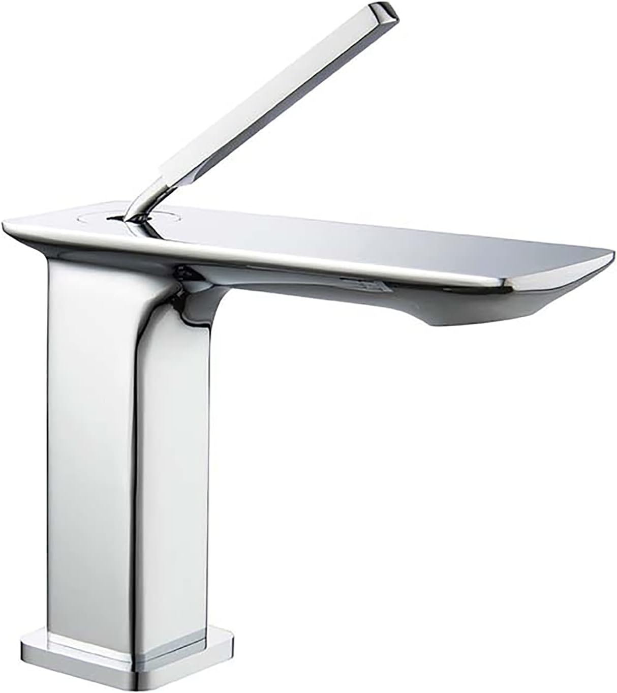 Bathroom Single Hole Basin Mixer Tap Brass Bathroom Sink Single Handle Basin Tap Deck Mounted Lavatory with Cold and Hot Water,Black