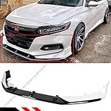 Akasaka 5 Pieces Design Platinum White Pearl Front Bumper Splitter + Glossy Black Lip Spoiler Kit Compatible with 2018-2020 Honda Accord Model