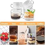 6 Pcs Vintage Glass Coffee Mugs, 15 oz Clear Embossed Glass Tea Mug, Stackable Glass Coffee Cups with Handle for Cappuccino Latte Espresso Cereal Yogurt Beverage