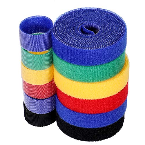 Preisvergleich Produktbild Kabelbinder, SidiOutil 6Stk.Klett Kabelbinder Wiederverwendbare Mehrfarbige Klettverschluss Nylon-Befestigungsband Drahtorganisator, Selbstgreifender Kabelseilhalter 2M * 14,5MM (Insgesamt 12M)