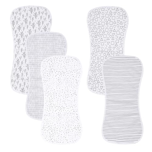 Image of Gelisite 5 Pack Cotton Baby Burp Cloths Extra Absorbent Soft for Baby Boys and Girls (Black-2)