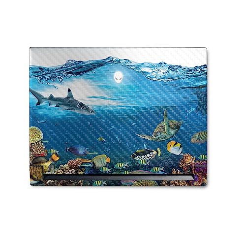 Image of MightySkins Carbon Fiber Skin Compatible with Alienware M18 R1 (2023) Full Wrap Kit - Below The Waves | Protective, Durable Textured Carbon Fiber Finish | Easy to Apply | Made in The USA