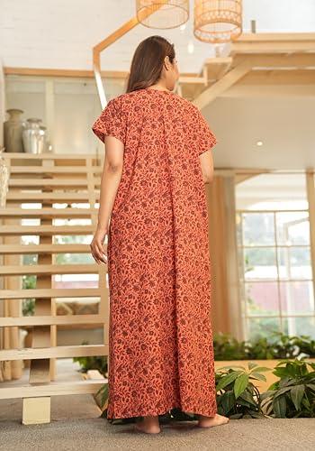 Image of G4Girl Women's Regular Nighty Rajasthani Nighty Rajasthani Gown Jaipuri Nighty Jaipuri Gown Maxi Gown with Pocket - (Combo)