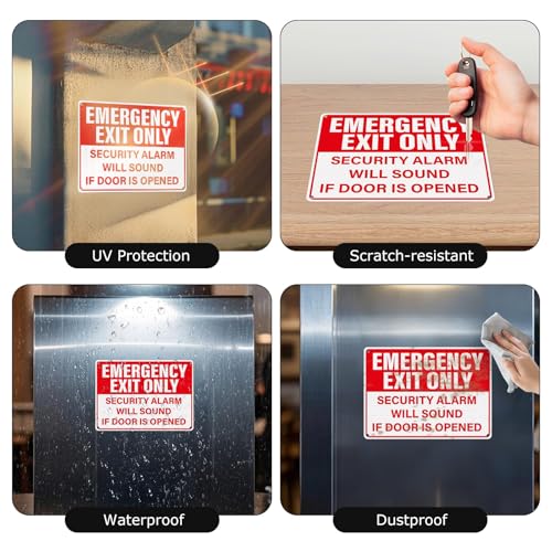 Panneau Emergency Exit Only de sécurité pour signalisation de porte de secours - 3