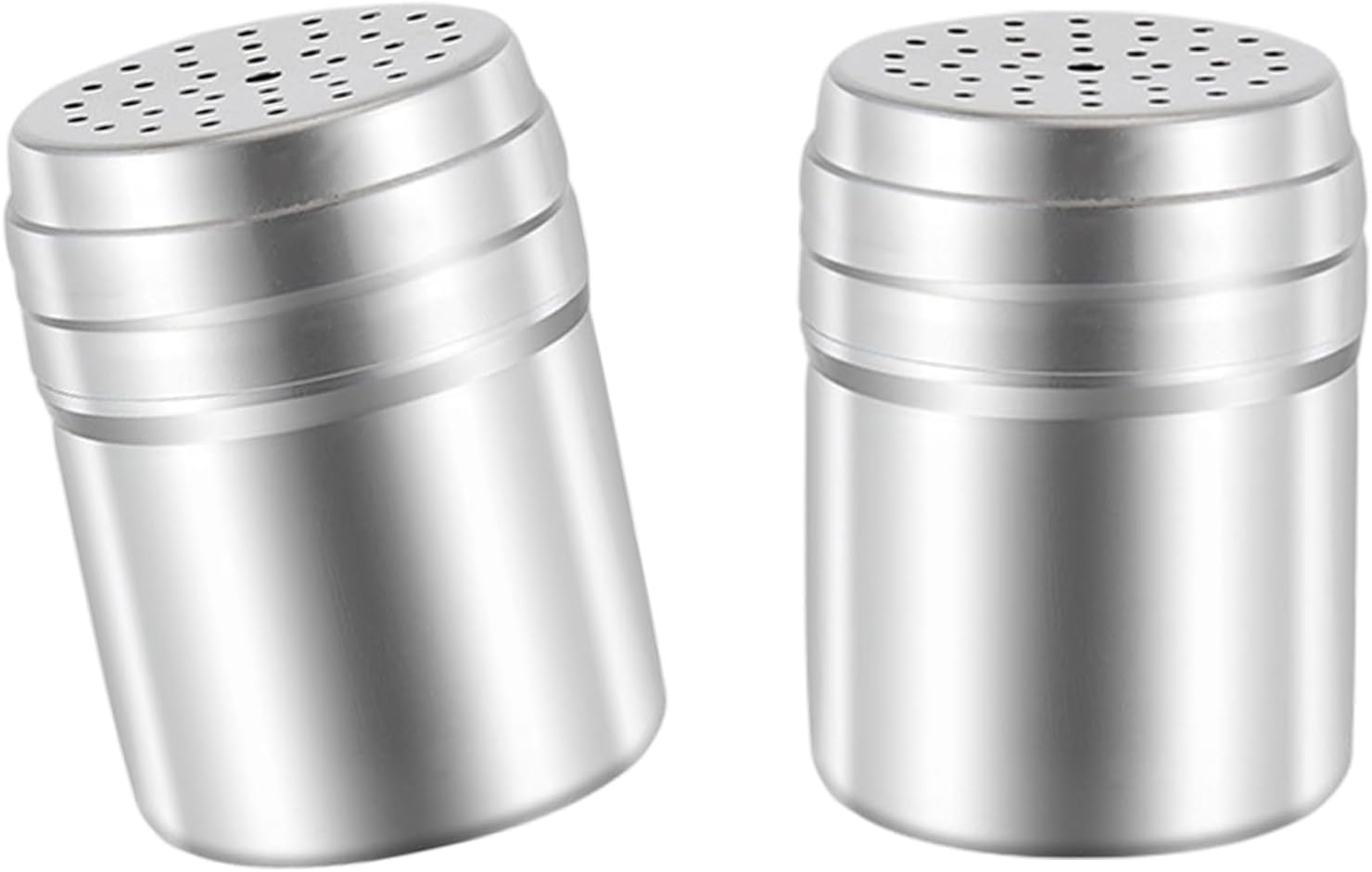 Pack of 2 Stainless Steel Kitchen Container for Dry Goods Storage Seasoning Jar Powdered Sugar Shaker Stainless Steel Spices Shaker
