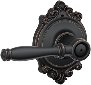 SCHLAGE F40-BIR-BRK Birmingham Privacy Door Lever Set with The Decorative Brooks, Aged Bronze