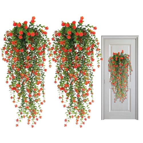 Genérico Plantas Artificiales Colgantes para Exterior,Juego de 2 Hojas de Eucalipto Artificial | Decoración Realista Resistente a UV para Interior Cocina Dormitorio Baño Jardín Terraza Hogar Bodas