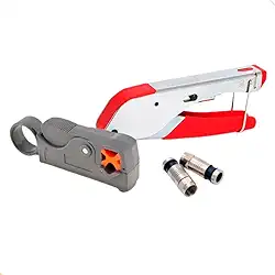 Kit Alicate Crimpador, Decapador Coaxial E 10 Conectores Rg6 Mundo Compras