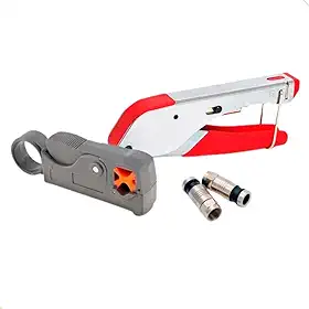 Kit Alicate Crimpador, Decapador Coaxial E 10 Conectores Rg6 Mundo Compras