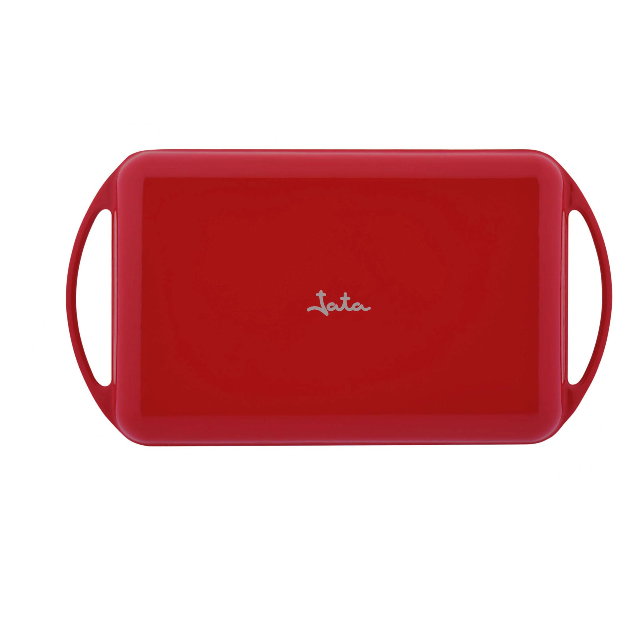 Jata GR33 - Plancha de Asar, Grill Hierro Fundido, Superficie Rayada, Apta para Todo Tipo Cocinas Incluida Inducción, Apta para Horno, 33 x 21,5, Roja