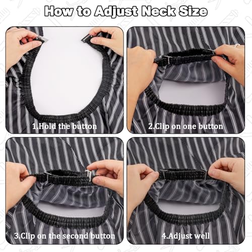 NICEMOVIC Hair Cutting Barber Cape with Hair Combs, Barber Cape for Men Women and Kids, Professional Barber Accessories Cleaning Supplies for Salon Haircut Styling (Stripe)