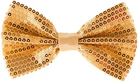 Sequin Bow Ties for Men - Pre-tied Adjustable Length Bowtie, Many Colors to Choose From (Gold)