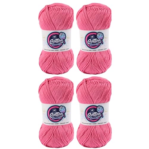 Image of NESTNHAVEN Cotton Candy 100% Cotton Yarn - (100g, 185 Meters) - Luxury Yarn for Crochet, Amigurumi, Embroidery, Toys, Garments, Flowers and Hobby, Projects. (Pink) | (400 Gm)