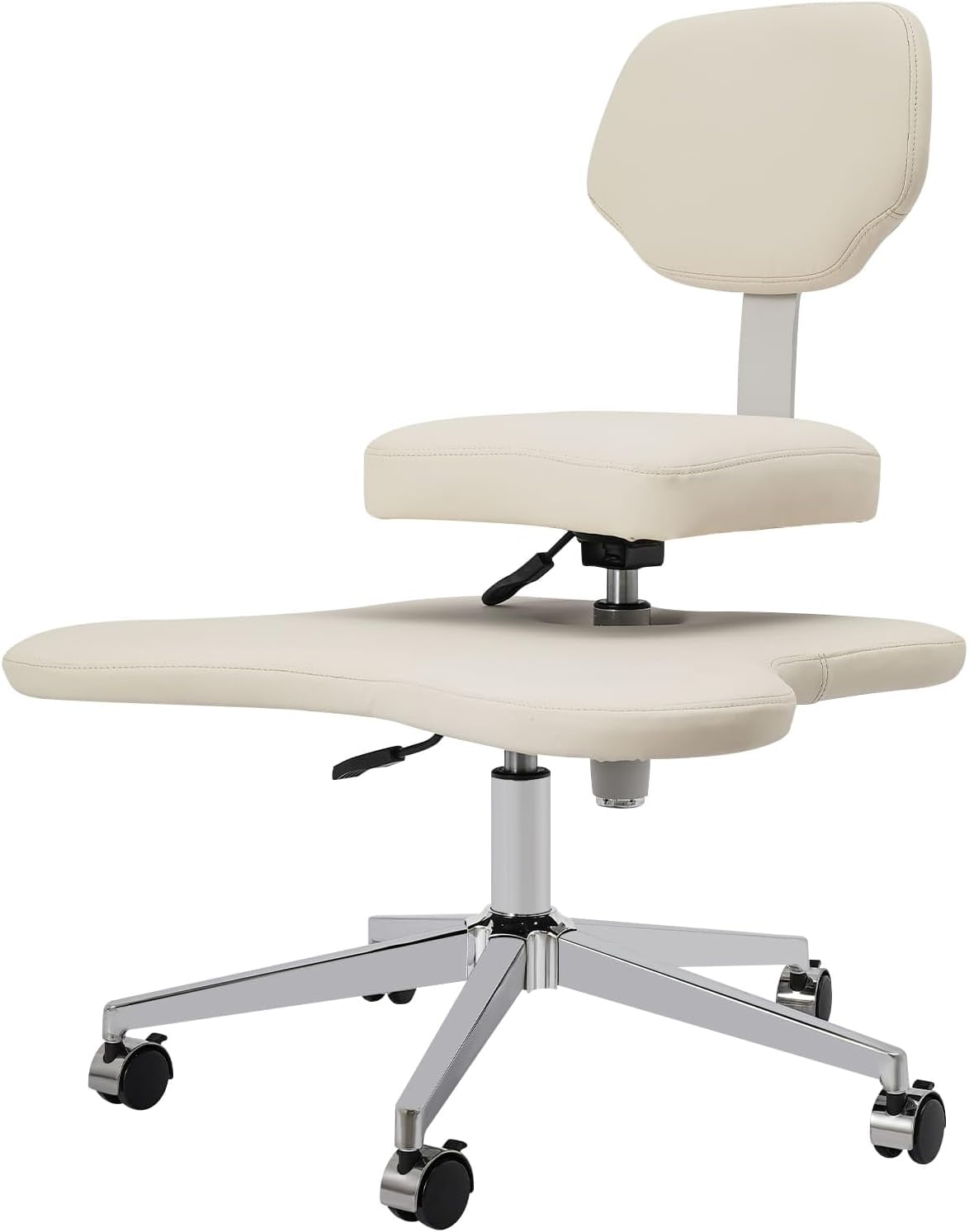 Cross Legged Office Chair, Ergonomic ADHD Office Chair for Adult, Loading 286.6 lbs Criss Cross Chair with Wheels, Adjustable Height Meditation Chair for Office, Home, Ivory White