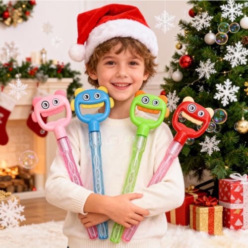 SHCKE 5-Claw Bubble Wands 4-Pack with 480ml Bubble Solution, 16.7 Inch Extra Large Bubble Wand for Kids, Refillable Bubble Toys Set for Summer Outdoor Birthday Party Favors — view 4
