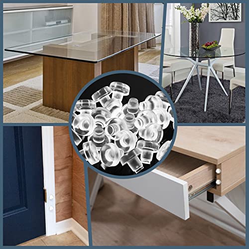 Litoexpe Glass Table Top Bumpers With Stem, 30 Pieces Clear Rubber Grippers Anti Slip Patio Table Spacers For Furniture 1/4 Inch Hole #TOP6