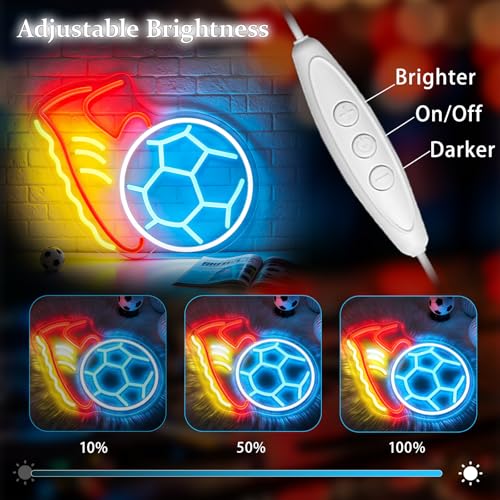 Image of Neon Sign, Soccer Neon Signs for Wall Decor LED Signs Neon Light
