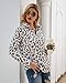 P&A Fashion Women's Long Sleeve Leopard Print Sweatshirt V Neck Quarter Zip Fleece Pullover Tops (M, White)